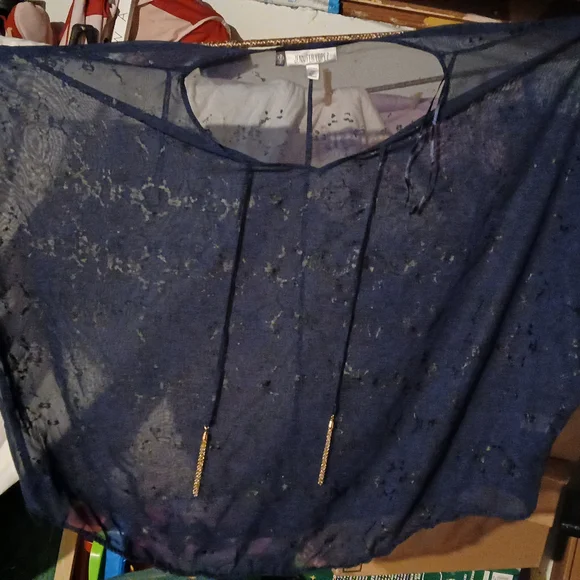 Jennifer Lopez Blue Sheer Crop Cape - Picture 1 of 5